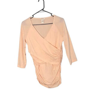 Sundance Women’s Peach V-Neck Ruched Side Top Size Medium